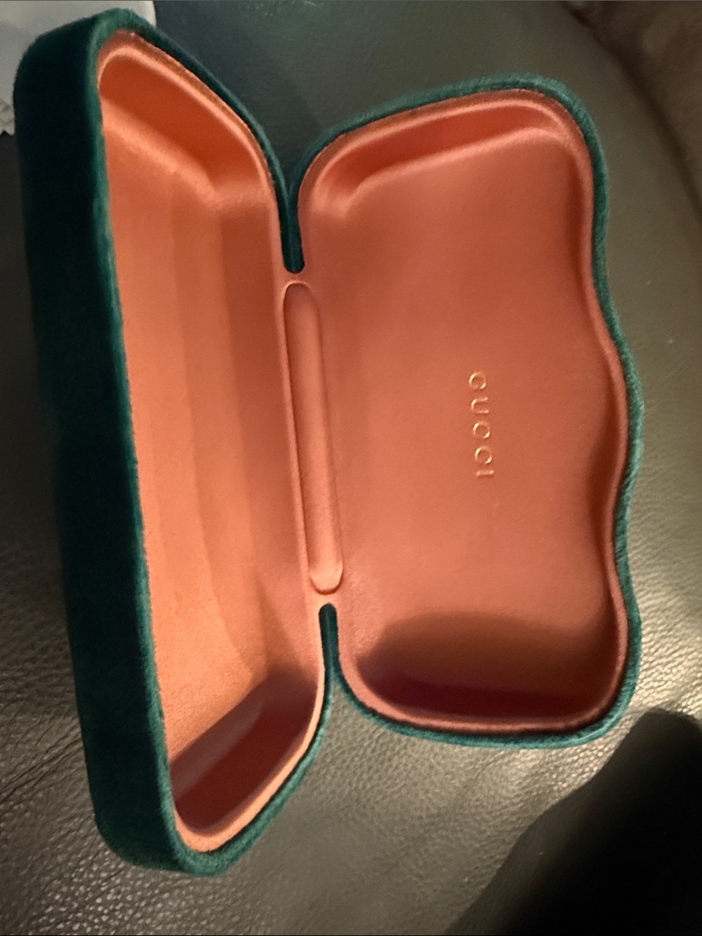 Gucci Green Velvet Eyewear Case with Brown Interior